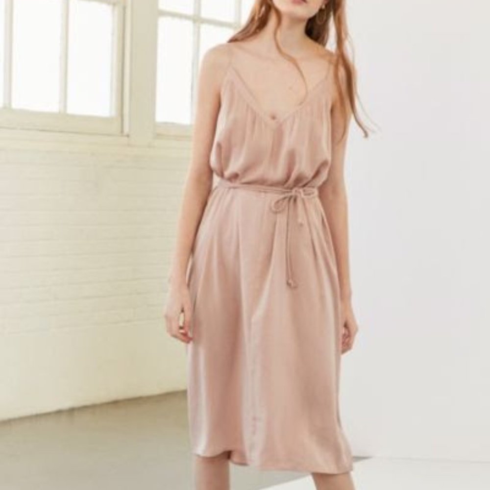 Urban Outfitters Nude Silky Rope Belt Slip Dress